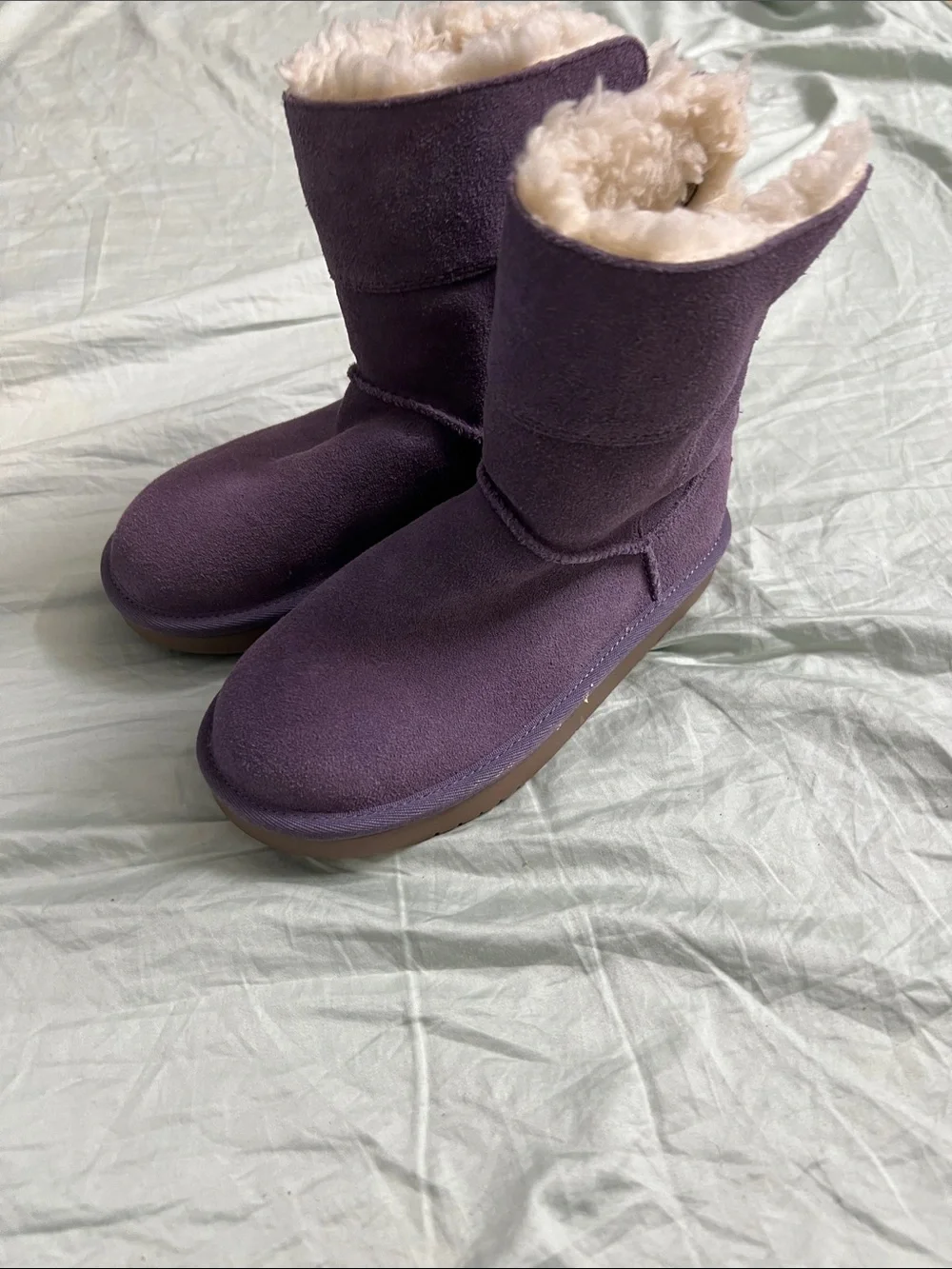 UGG Kids Purple Suede Shearling-Lined Boots